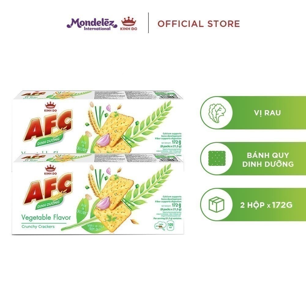 Ảnh - Bánh Cracker Dinh Dưỡng AFC Vị Rau/Lúa Mì/Gà Sả Tắc, Combo 2 Hộp X 172G (Bao Bì Giao Ngẫu Nhiên) 1