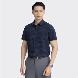 Áo sơ mi nam ngắn tay ARISTINO Perfect fit, màu xanh than in họa tiết tinh tế, lịch lãm - ASS188S3