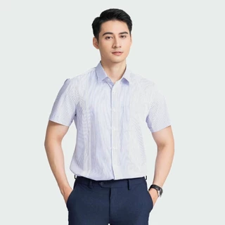 Insidemen- Áo Sơ Mi Nam Ngắn Tay Có Túi  Màu Trắng Kẻ Sọc Dáng Suông Nhẹ Thoải Mái Lịch Lãm- ISS041AZ