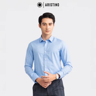 Sơ mi dài tay slim fit ARISTINO màu xanh biển, slim suông nhẹ ALS27702