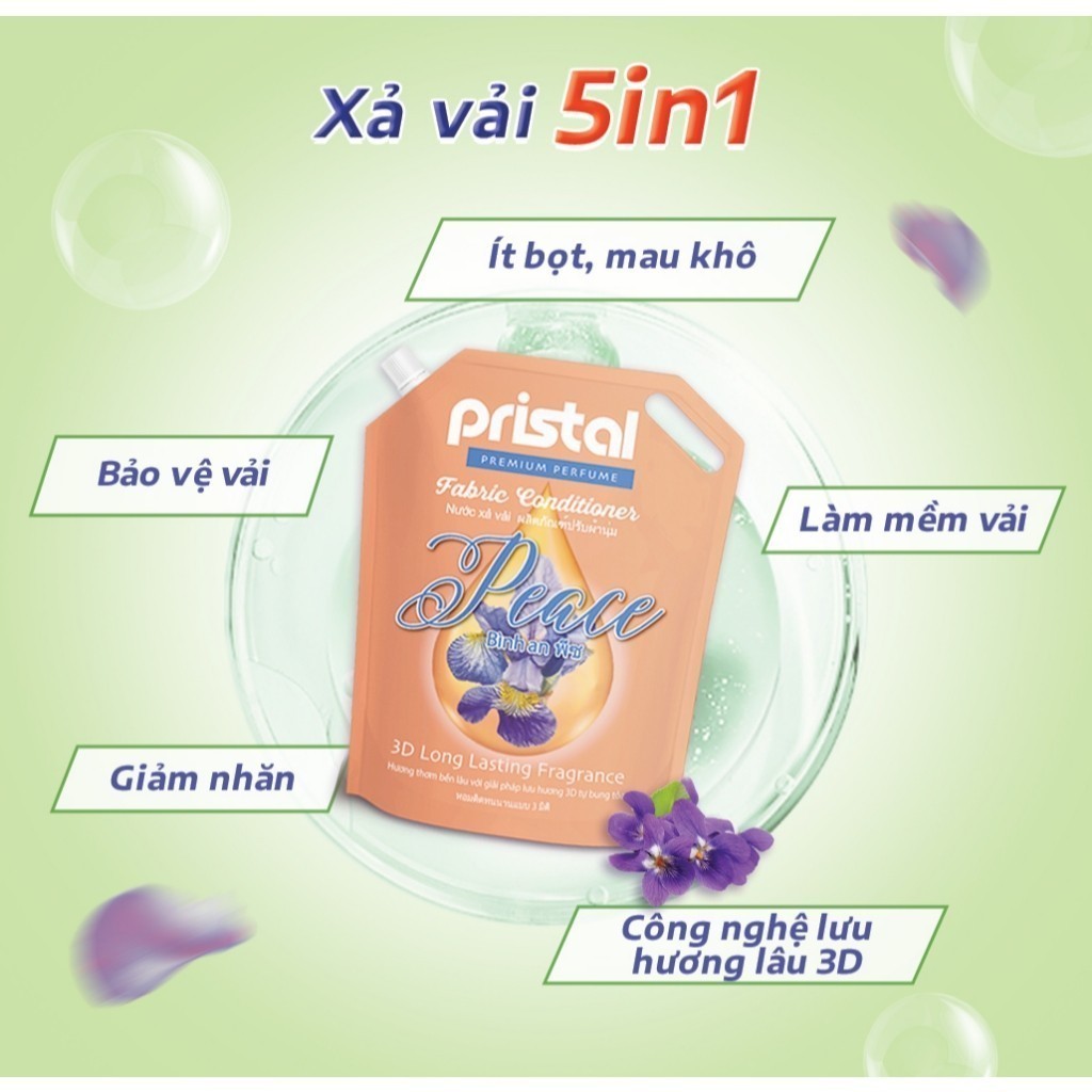 Ảnh Nước xả vải sinh học Pristal Peace hương hoa violet, nước xả 2L lưu hương thơm cực lâu an toàn cho da em bé 2