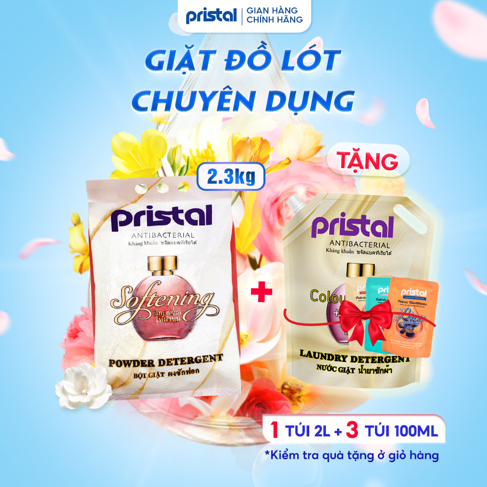 Ảnh Bột giặt đồ lót sinh học chuyên dụng Pristal làm mềm vải, túi 2.3kg bột giặt quần áo an toàn cho da em bé 1