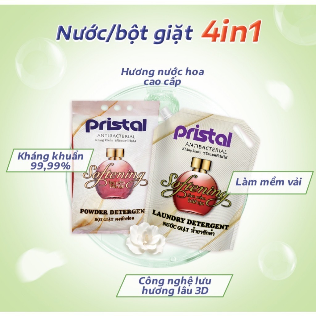 Ảnh Bột giặt đồ lót sinh học chuyên dụng Pristal làm mềm vải, túi 2.3kg bột giặt quần áo an toàn cho da em bé 2