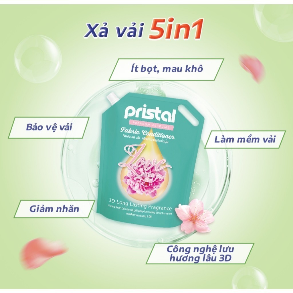 Ảnh Nước xả vải sinh học Pristal Love hương hoa đào, nước xả 2L lưu hương thơm cực lâu an toàn cho da em bé 2