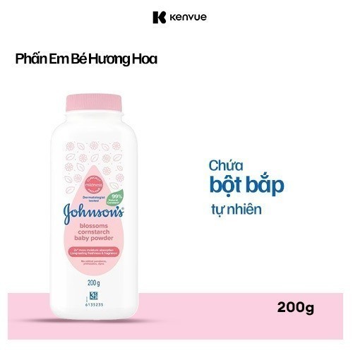Ảnh Phấn Johnson's Blossoms Cornstarch Baby Powder 200g 1