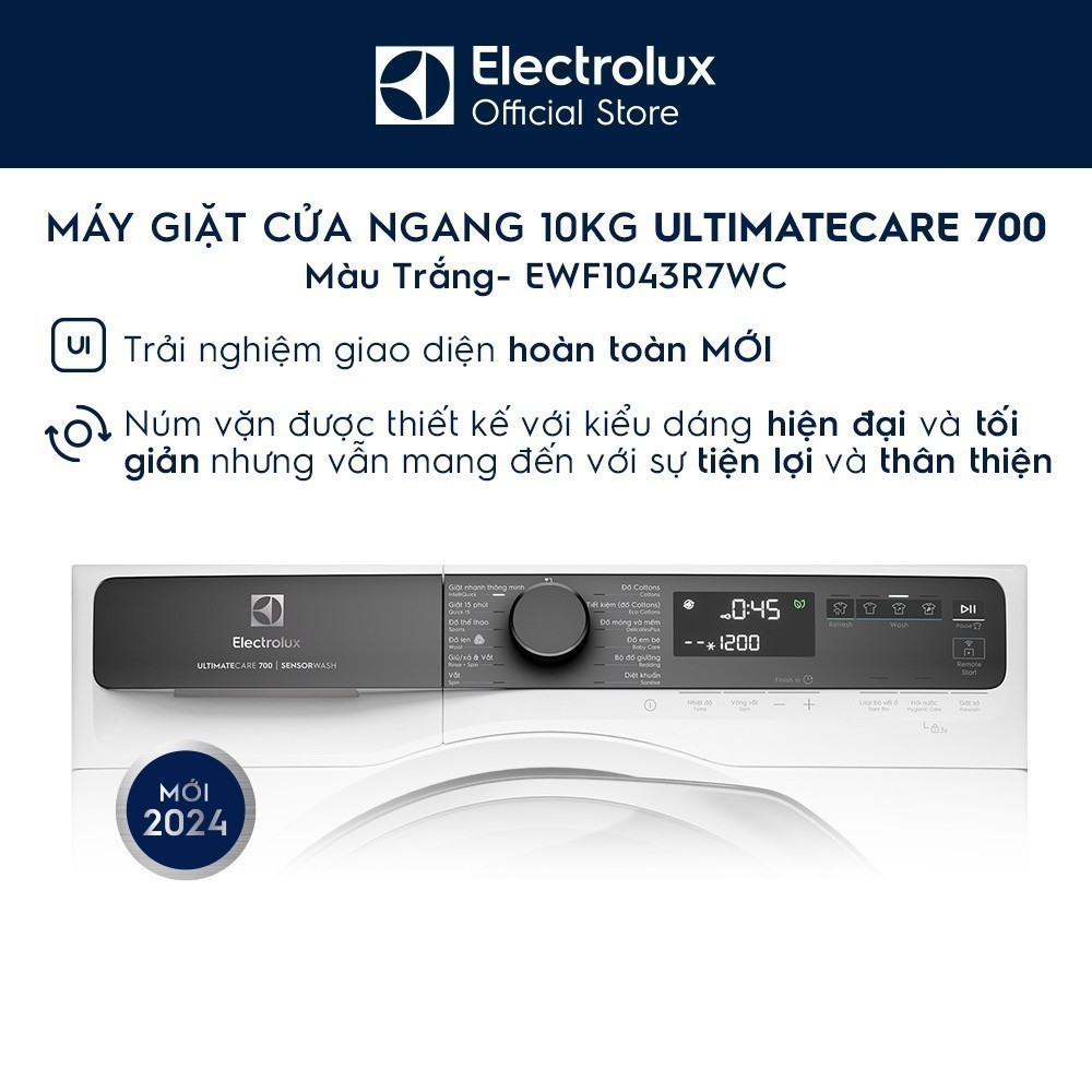 Ảnh Free giao lắp - Máy giặt cửa ngang Electrolux 10kg UltimateCare 700 - Trắng EWF1043R7WC 3