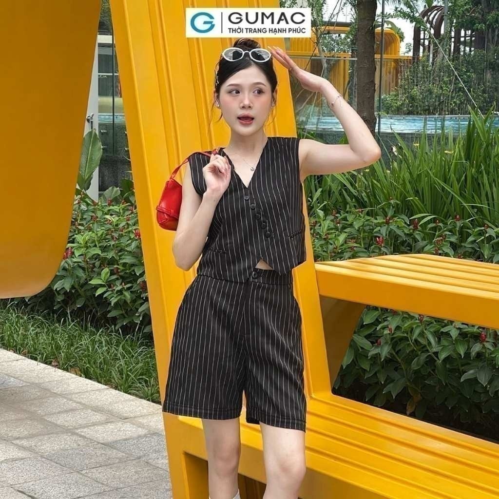 Set Lẻ Áo Gile Nữ GMORNING Form Croptop Kẻ Sọc Trẻ Trung YAE04003 - Quần Short Cơ Bản Lai Lật Năng Động YSHE04004