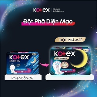 Combo 4/Combo 8 gói Băng vệ sinh Kotex Siêu Ban Đêm 28cm/35cm Mặt lưới Mềm hóa