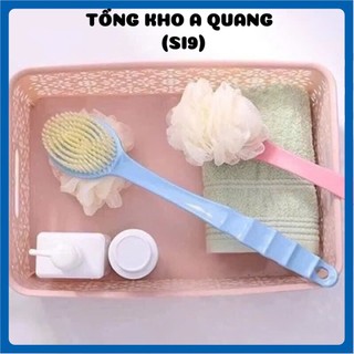 BÔNG TẮM CÁN DÀI VẢI LƯỚI MỀM MẠI - Cây Bông Tắm Cọ Lưng 2 Mặt Cán Dài Dễ Chà Lưng,Bàn Chải 2 Đầu Chà Lưng Lông Mịn