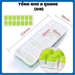 [COMBO 10]Khay Đá Có Nắp Đậy Silicon 14 Viên, Khay Đựng Đá Tủ Lạnh, Khuôn Làm Đá Thạch Kem Bảo Quản Chống MùI