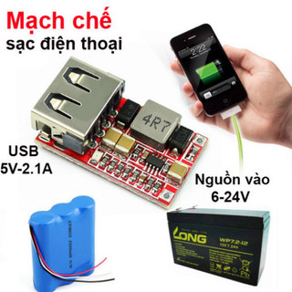 Mạch nguồn giảm áp 6 - 18VDC xuống 5V - chế sạc điện thoại
