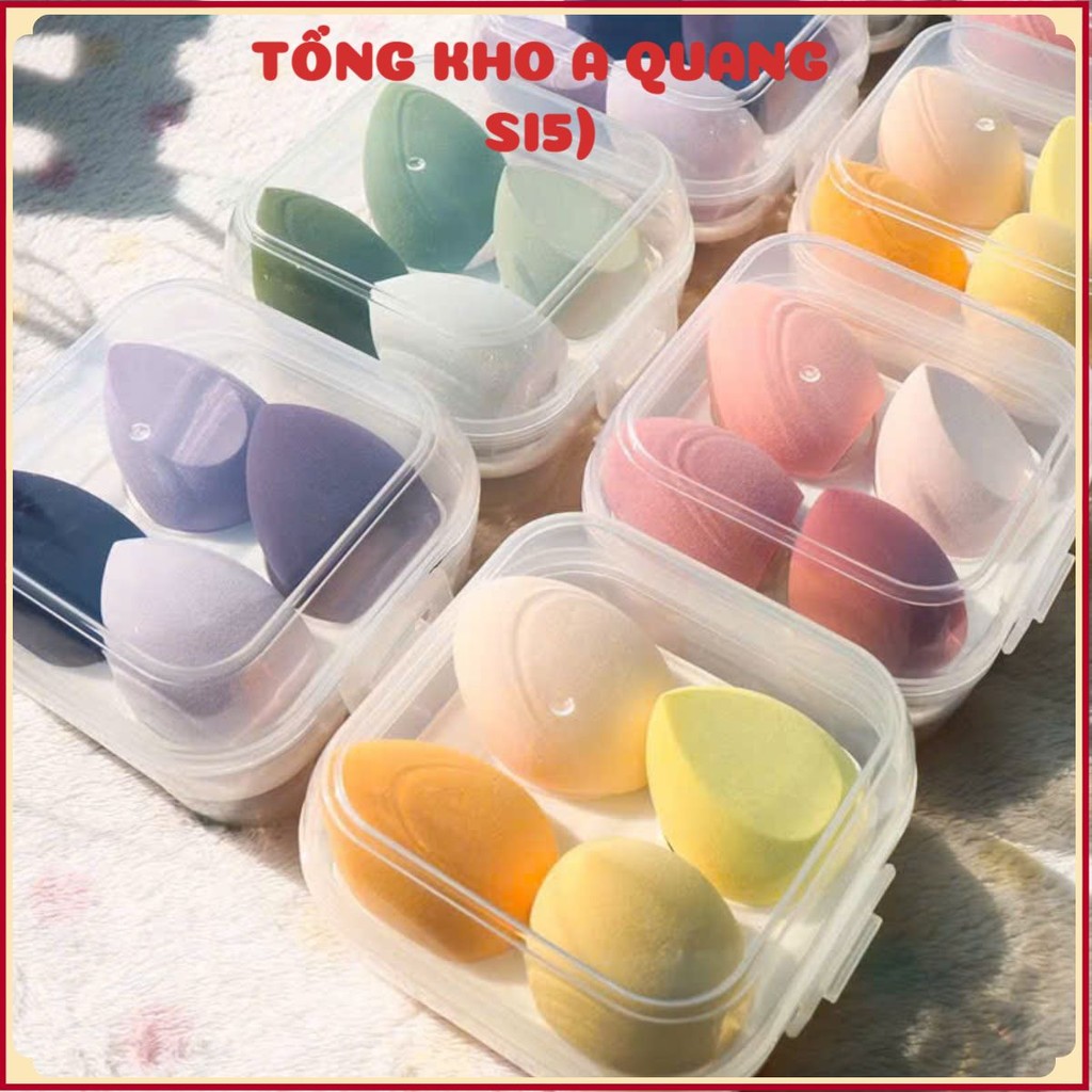 (COMBO 2) Hộp 4 Mút Giọt Nước Tán Kem Đều Màu Tự Nhiên,Set 4 Bông Mút Trang Điểm Giọt Nước - MÚT TÁN KEM NỀN BÁM MÀU TỐT