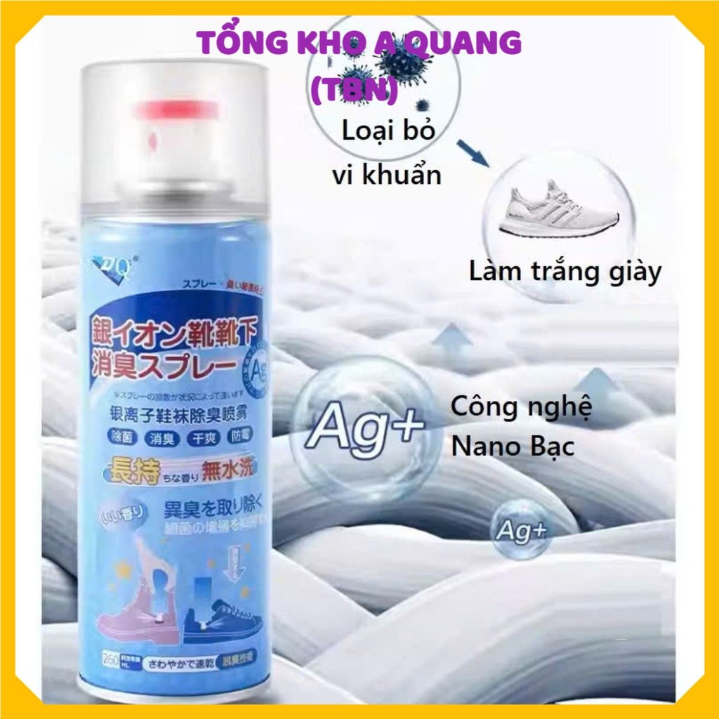 Xịt Khử Mùi Hôi Giày Dép Nano Bạc Đánh Bay Mùi Hôi Chân Cao Cấp, BÌNH XỊT KHỬ MÙI GIÀY - MÃ: XITKHUMUI8521