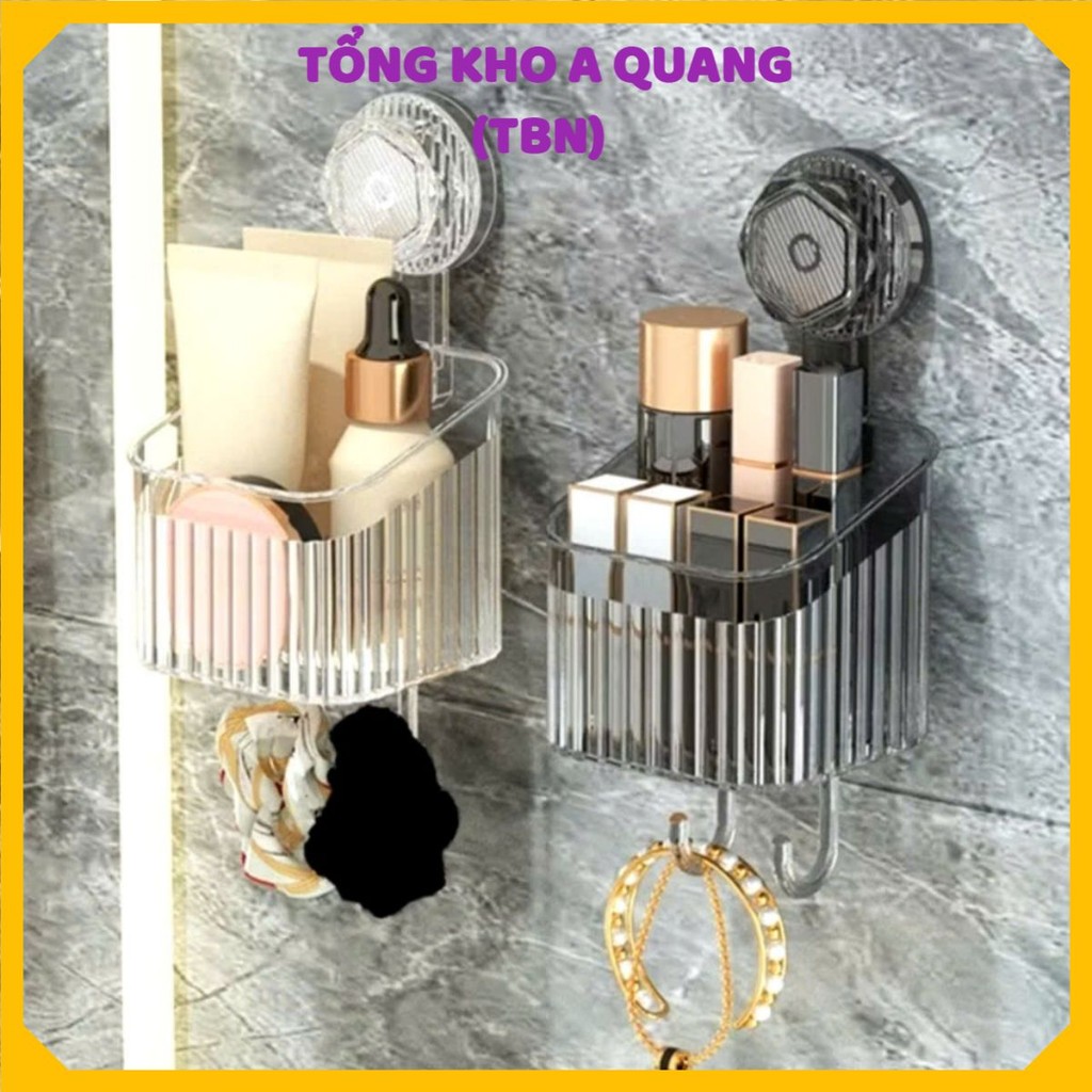 KỆ ĐỰNG ĐỒ NHÀ TẮM NGẮN, Giá lưu trữ cốc hút xoay phòng tắm treo tường bằng nhựa, Không đục lỗ có móc - MA: 37980