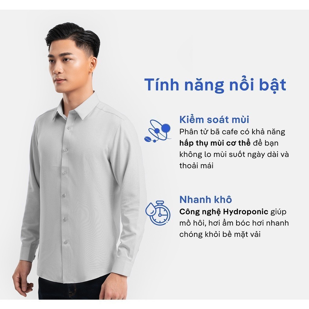 [MUA 4 GIẢM 20%]Áo SƠ MI nam dài tay CaféDriS khử mùi hiệu quả, chống UV, áo đi làm đi chơi dạo phố  Coolmate