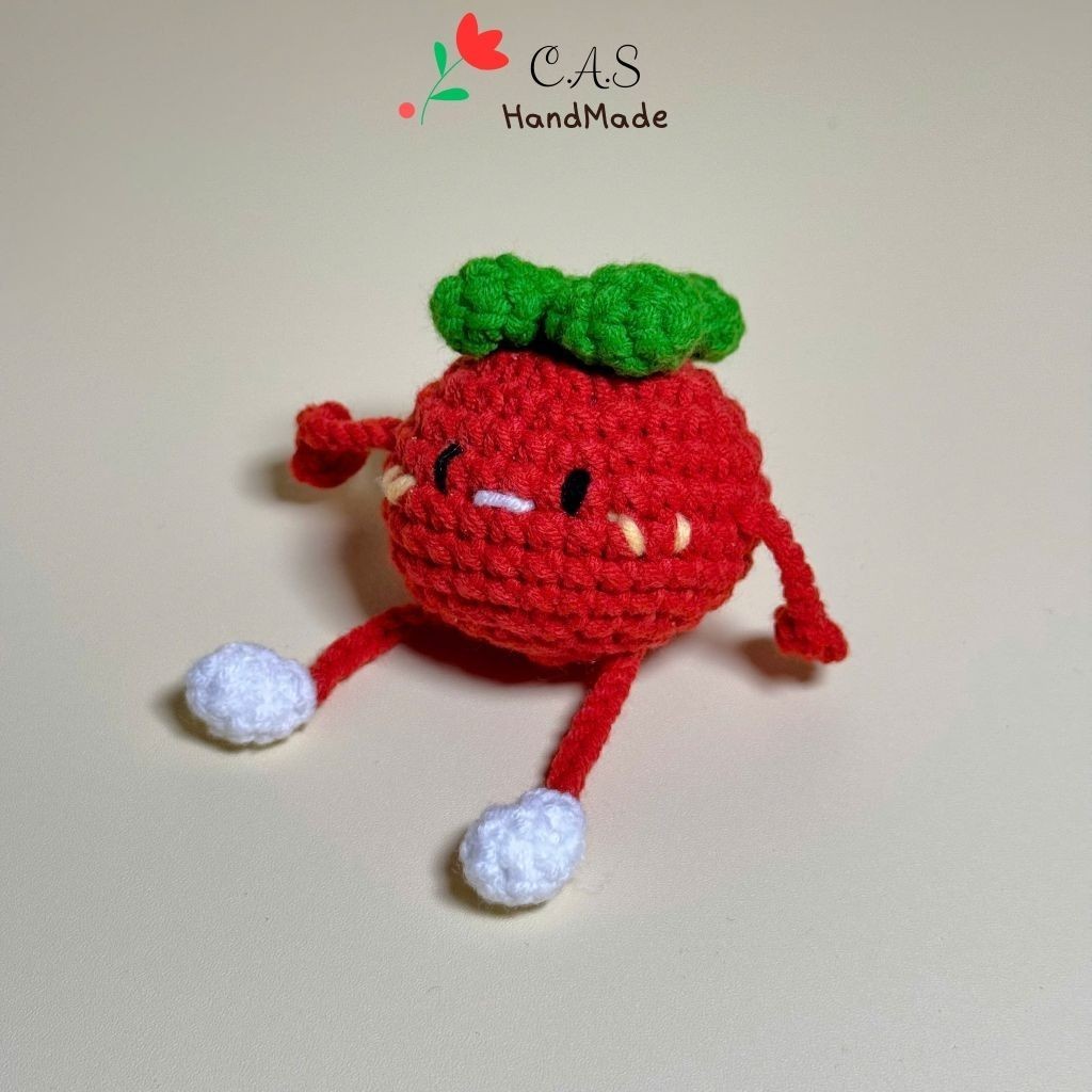 [Có sẵn] Móc khóa cà chua bằng len cotton milk 125g đáng yêu phụ kiện trang trí balo handmade