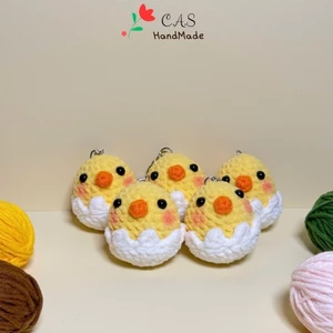 Móc khóa gà con nở handmade len nhung gấu siêu dễ thương móc balo chìa khóa