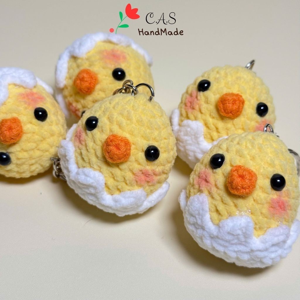 [Có sẵn] Móc khóa gà con nở handmade len nhung gấu siêu dễ thương móc balo chìa khóa