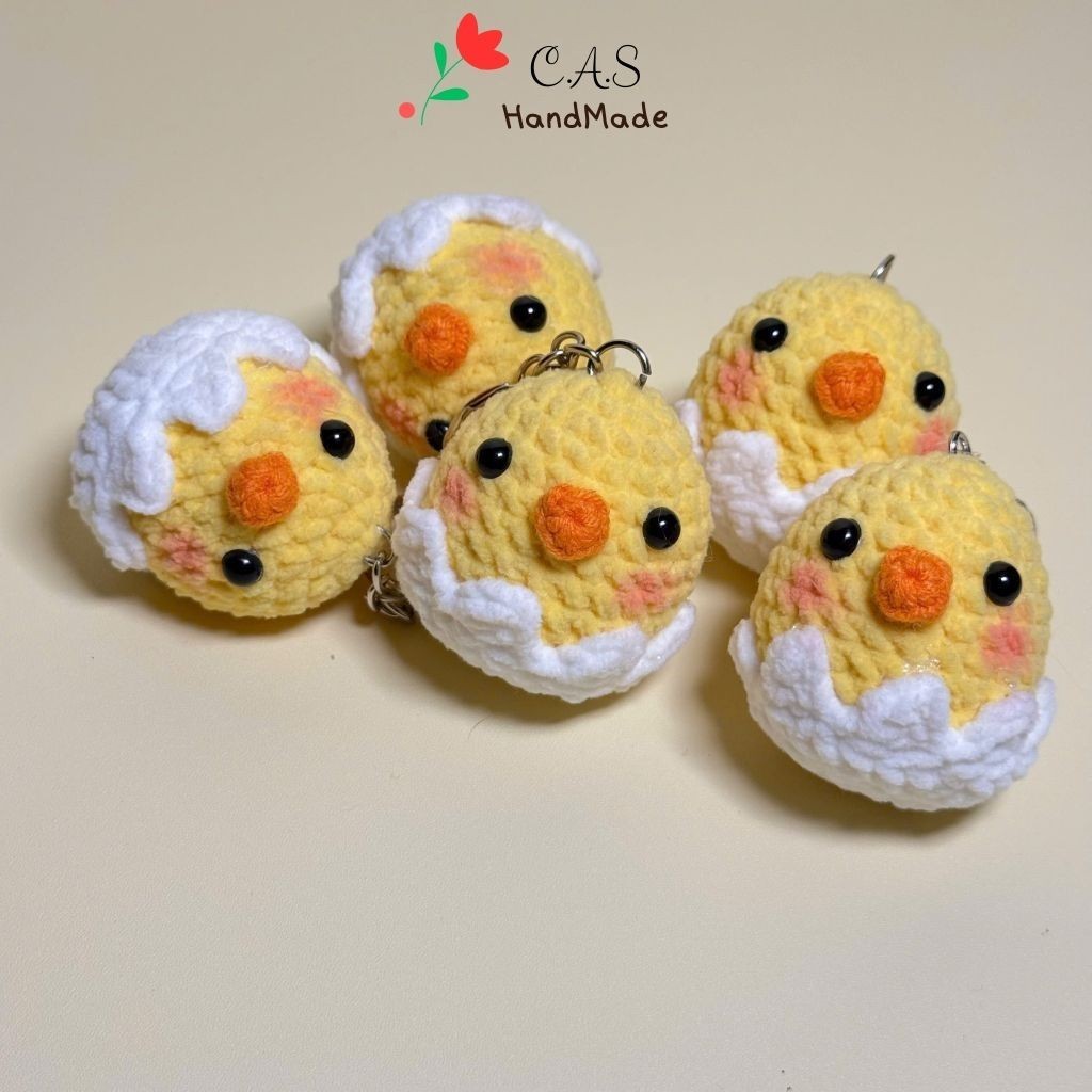 [Có sẵn] Móc khóa gà con nở handmade len nhung gấu siêu dễ thương móc balo chìa khóa