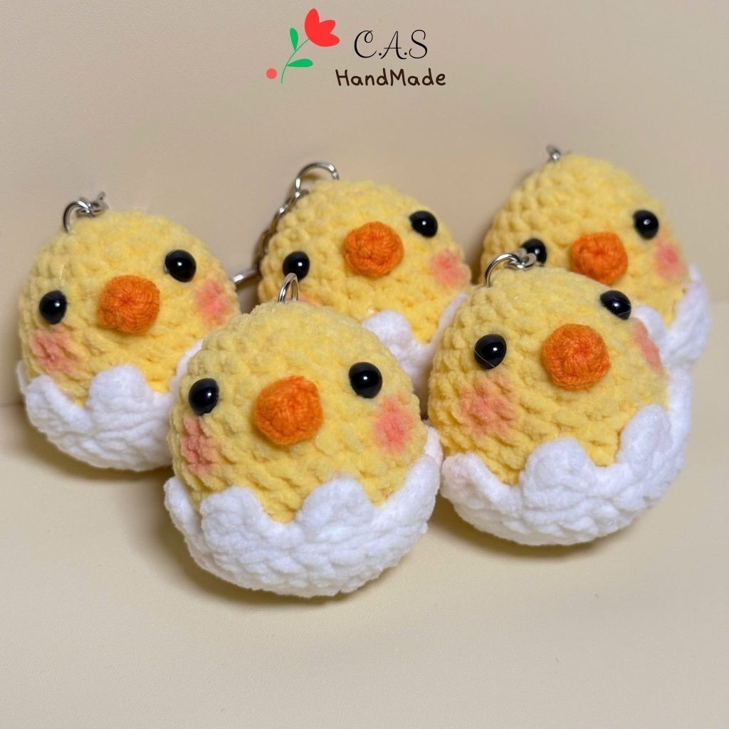 [Có sẵn] Móc khóa gà con nở handmade len nhung gấu siêu dễ thương móc balo chìa khóa