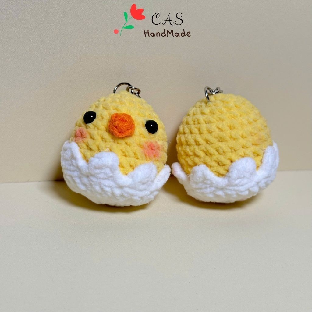 [Có sẵn] Móc khóa gà con nở handmade len nhung gấu siêu dễ thương móc balo chìa khóa