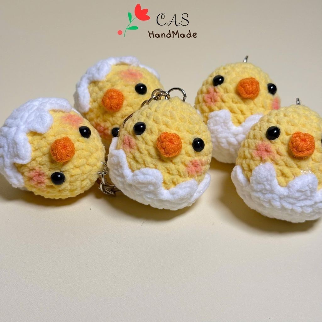 [Có sẵn] Móc khóa gà con nở handmade len nhung gấu siêu dễ thương móc balo chìa khóa