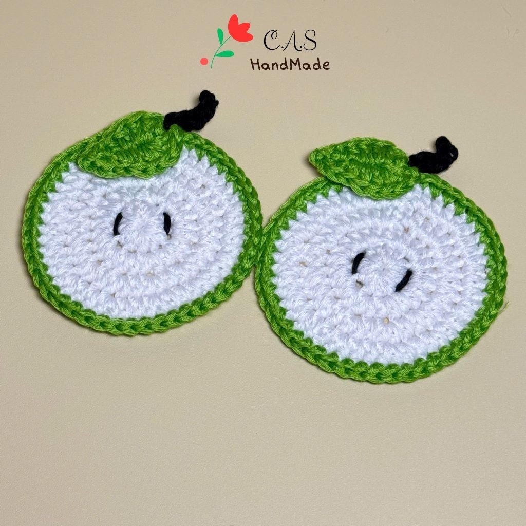 [Có sẵn] Lót ly trái cây handmade len cotton nhiều mẫu thấm hút xinh xắn