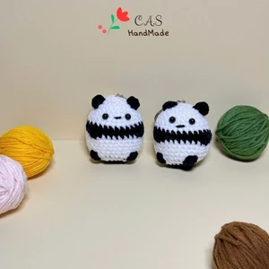 Móc khóa gấu trúc bằng len nhung chenille mềm mại cute quà tặng handmade móc chìa khóa