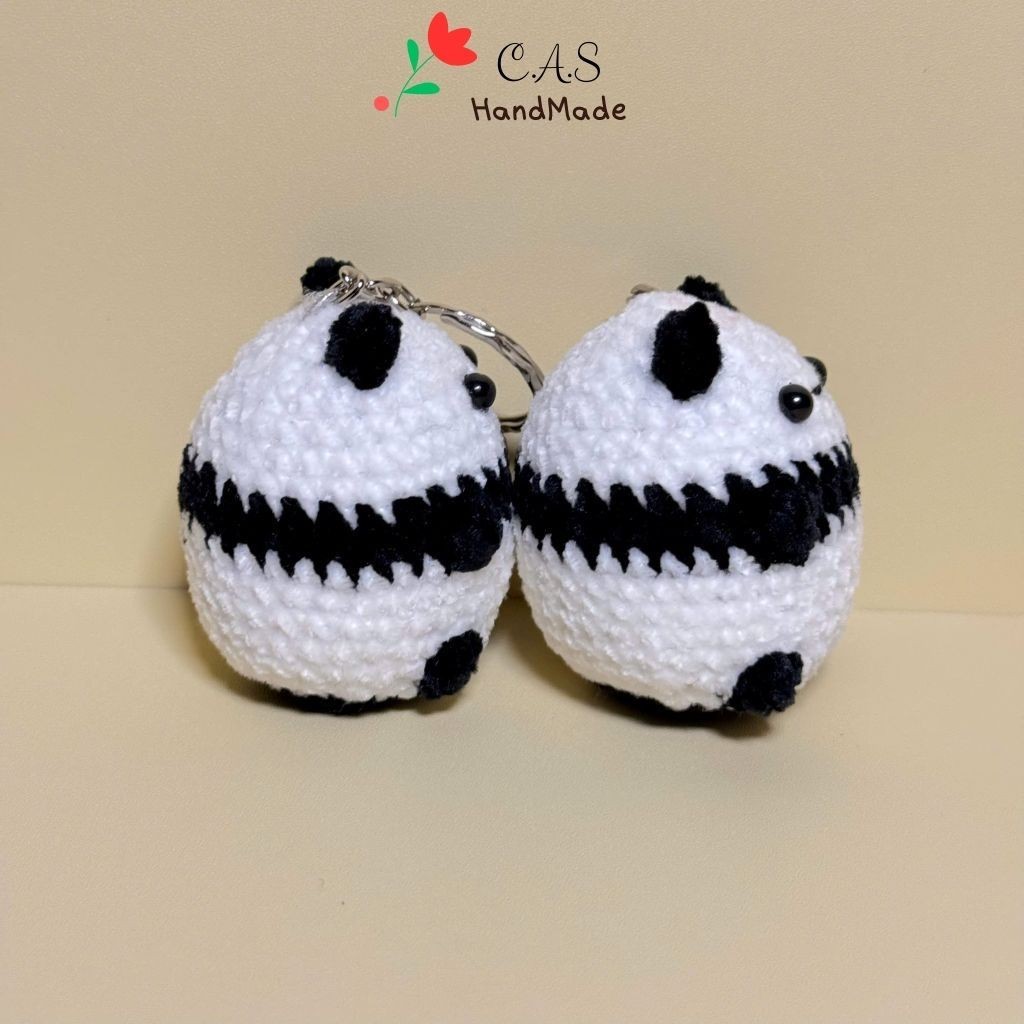 [Có sẵn] Móc khóa gấu trúc bằng len nhung chenille mềm mại cute quà tặng handmade móc chìa khóa