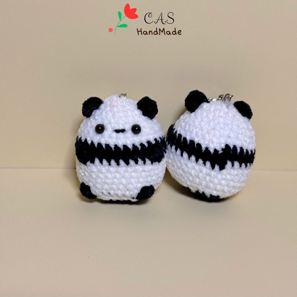 [Có sẵn] Móc khóa gấu trúc bằng len nhung chenille mềm mại cute quà tặng handmade móc chìa khóa