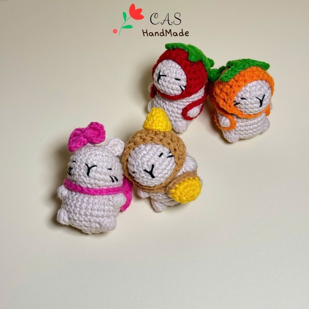 [Có sẵn] Móc khóa Capybara handmade len cotton milk 125g treo balo túi, chìa khóa đáng yêu