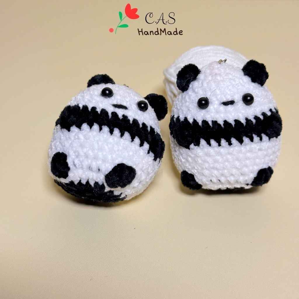 [Có sẵn] Móc khóa gấu trúc bằng len nhung chenille mềm mại cute quà tặng handmade móc chìa khóa