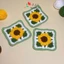 Lót ly hoa hướng dương hình vuông handmade bằng len cotton milk125g xinh xắn trang trí bàn
