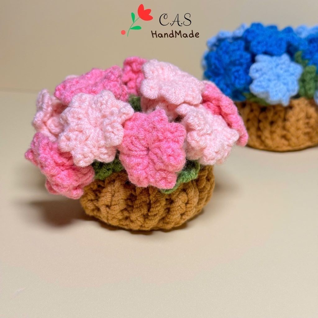 [Có sẵn] Đế lót ly hoa chuông, hoa hồng bằng len handmade xinh xắn trang trí bàn, có chậu thấm nước