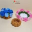 Đế lót ly hoa chuông, hoa hồng bằng len handmade xinh xắn trang trí bàn, có chậu thấm nước