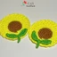 Lót ly hoa mặt trời bằng sợi len cotton xinh xắn thấm hút trang trí bàn ăn
