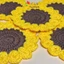 Lót ly hoa hướng dương bằng len sợi cotton, handmade thấm nước
