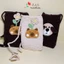 Túi đựng điện thoại 11x17cm đeo chéo bằng len handmade cute, có dây