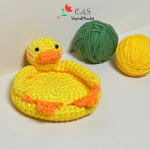 Lót ly len con vịt sợi cotton handmade đáng yêu trang trí bàn ăn