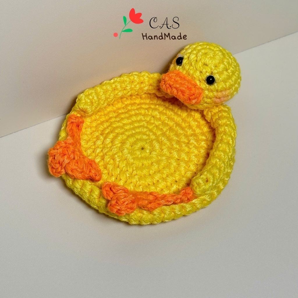 [Có sẵn] Lót ly len con vịt sợi cotton handmade đáng yêu trang trí bàn ăn