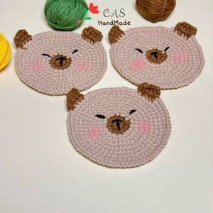 Lót ly Capybara handmade len cotton milk 125g thấm hút tốt
