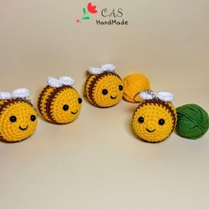 Móc khóa con ong bằng len cotton milk 125g handmade trang trí balo chìa khóa