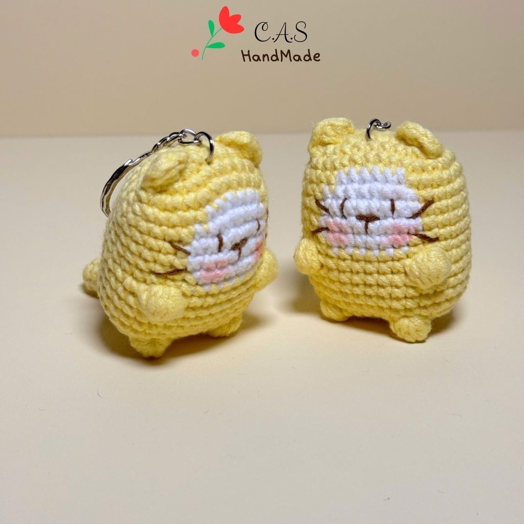 [Có sẵn] Móc khóa mèo xiêm amigurumi len cotton milk 125g quà tặng handmade, móc balo