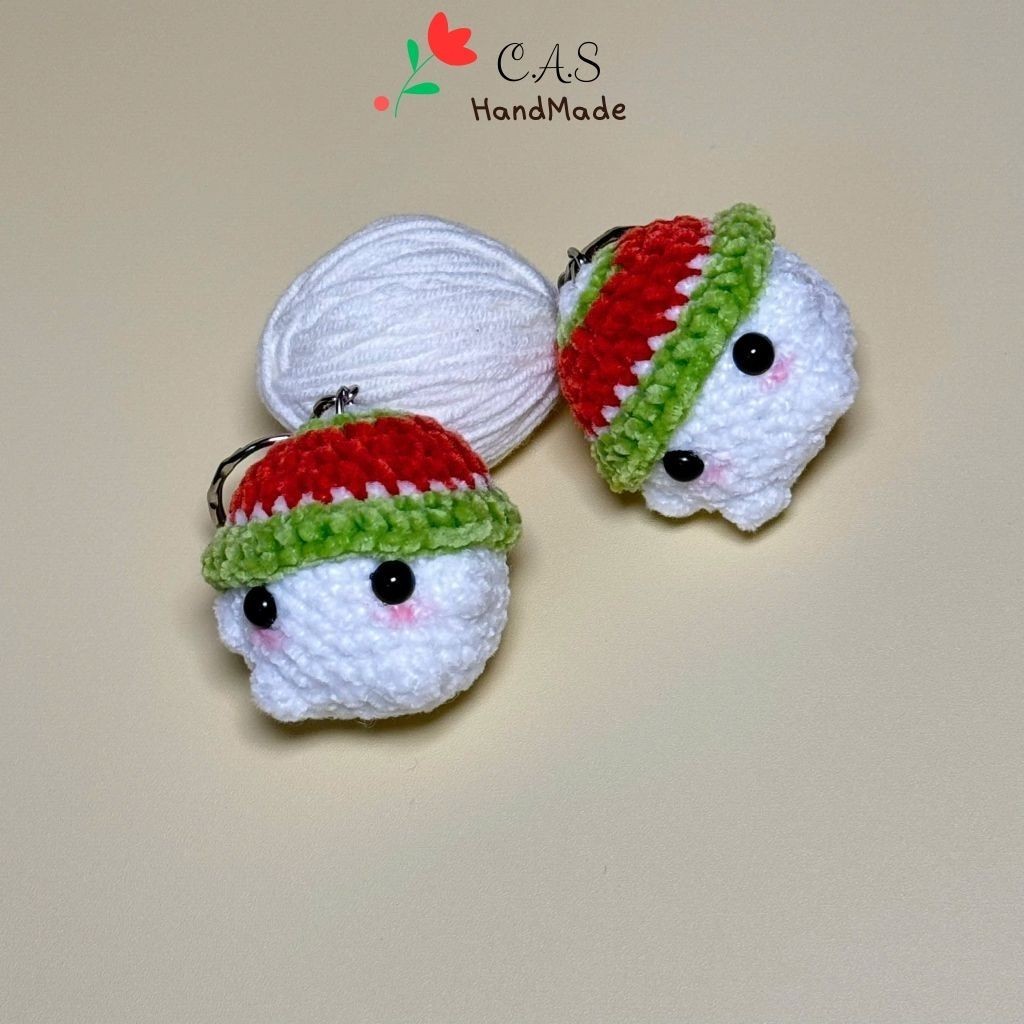 [Có sẵn] Móc khóa len bé nấm sợi nhung chenille dễ thương treo balo quà tặng