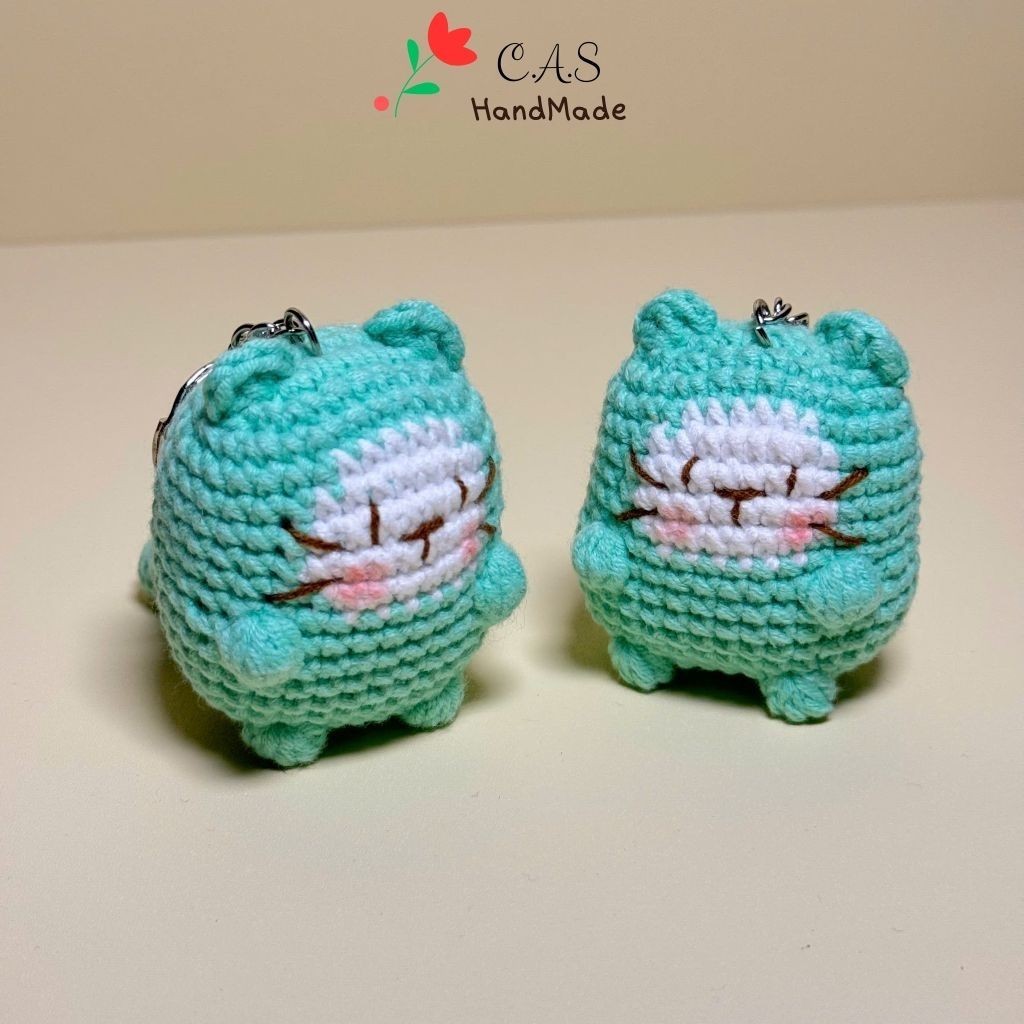 [Có sẵn] Móc khóa mèo xiêm amigurumi len cotton milk 125g quà tặng handmade, móc balo