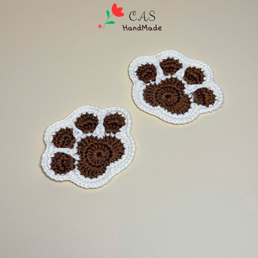 [Có sẵn] Miếng lót đế ly chân mèo bằng len cute thấm nước
