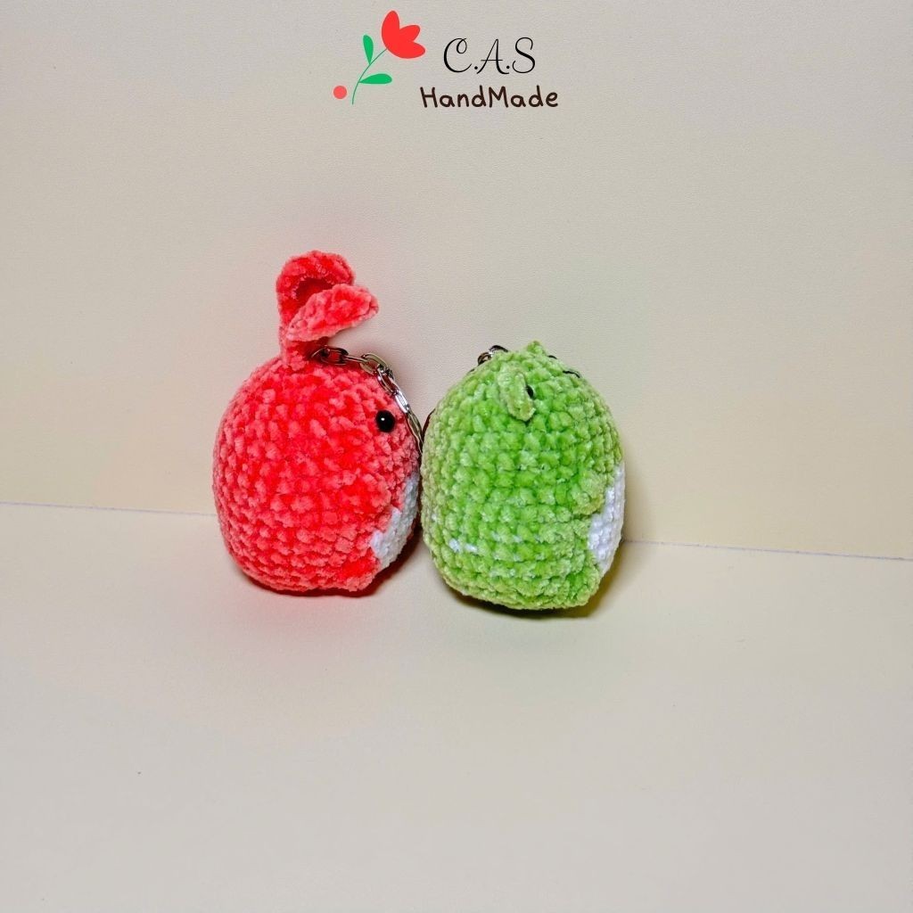 [Có sẵn] Móc khóa len bé thỏ và ếch handmade sợi len nhung siêu đáng yêu móc chìa khóa