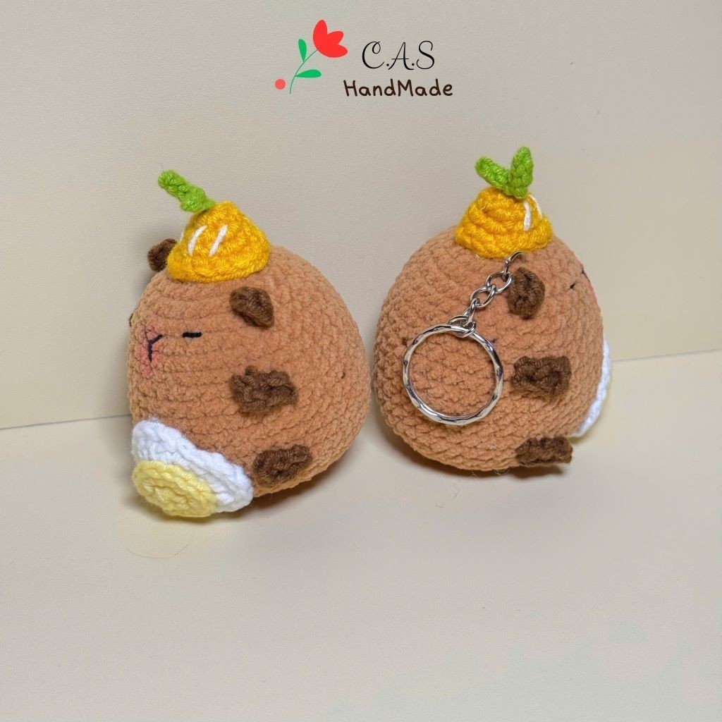 [Có sẵn] Móc khóa thú ú nu cute bằng len handmade, hình heo, capybara treo balo, quà tặng