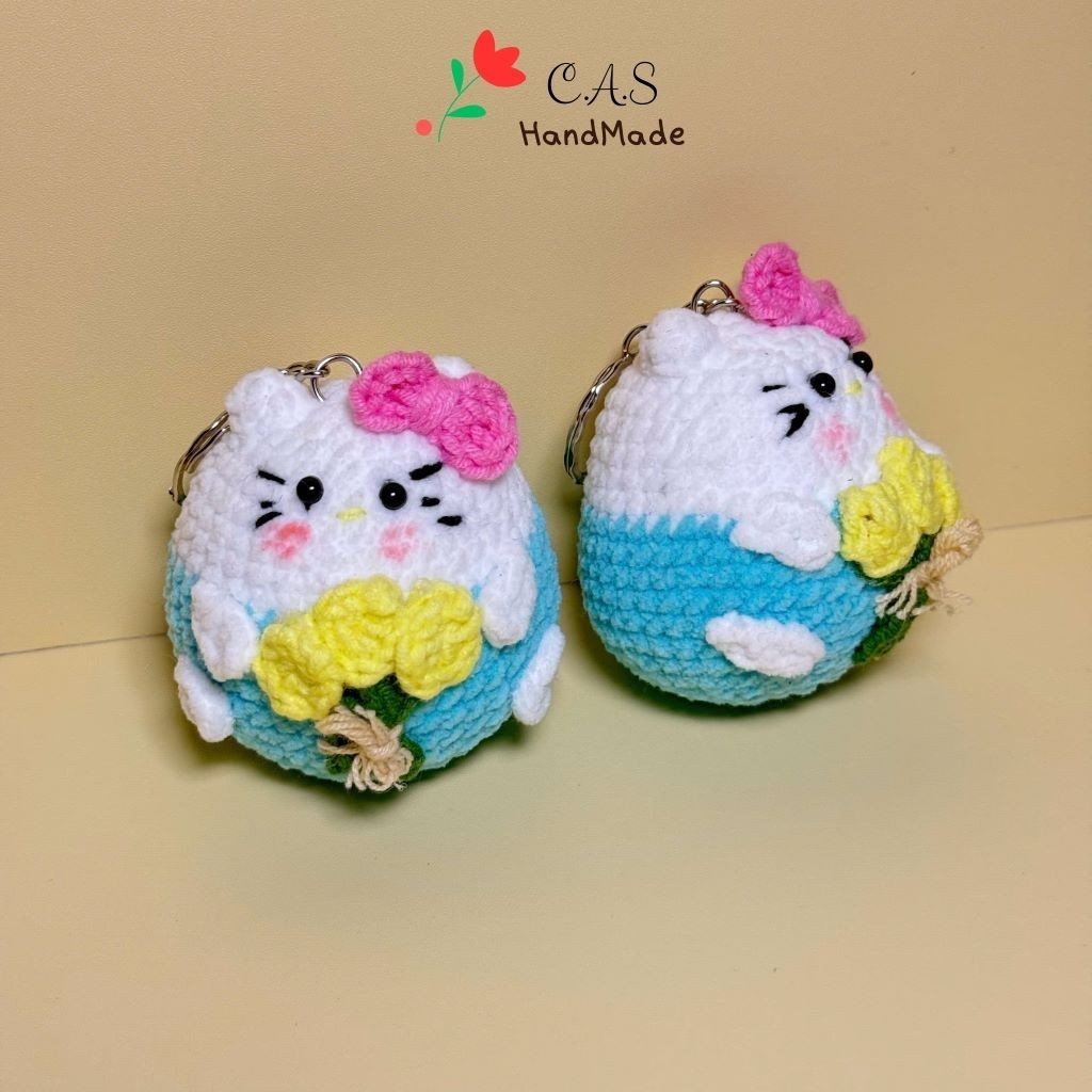 [Có sẵn] Móc khóa thú ú nu cute bằng len handmade, hình heo, capybara treo balo, quà tặng
