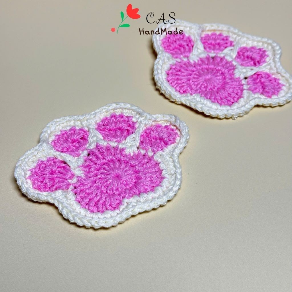 [Có sẵn] Miếng lót đế ly chân mèo bằng len cute thấm nước